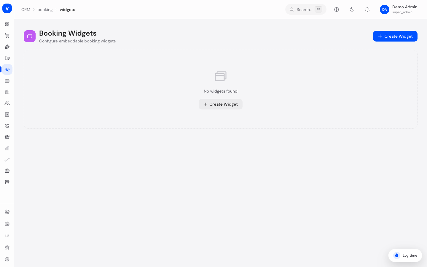 Bildschirmfoto der Seite Booking-Widgets