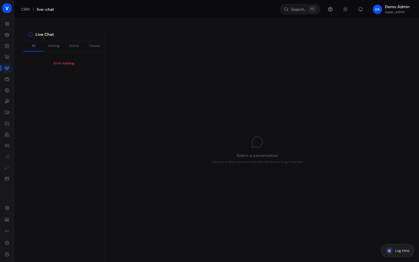 Bildschirmfoto der Seite Live Chat