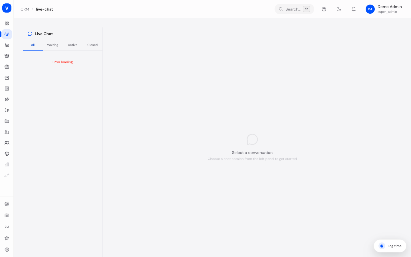 Bildschirmfoto der Seite Live Chat