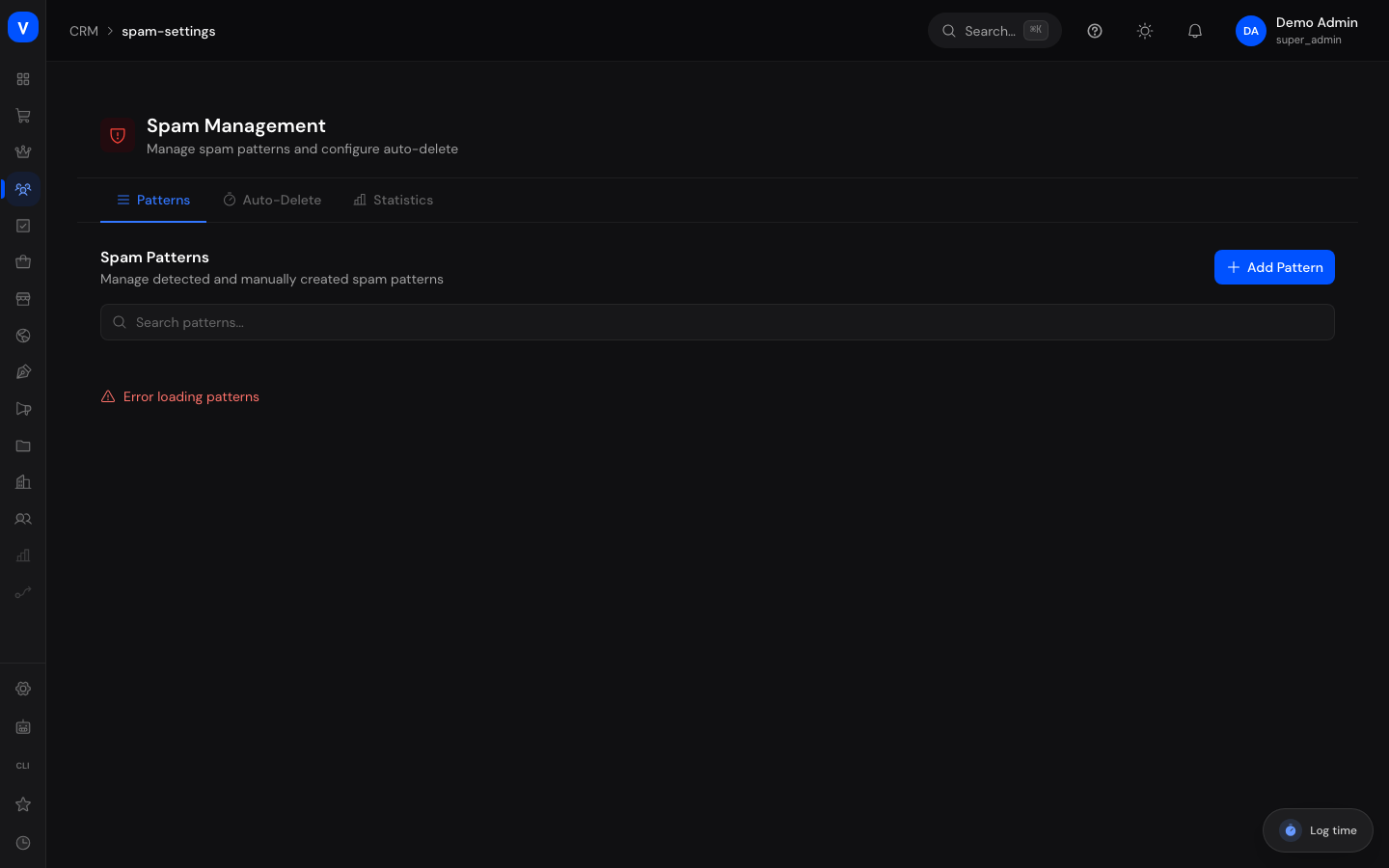 Bildschirmfoto der Seite Spam-Verwaltung