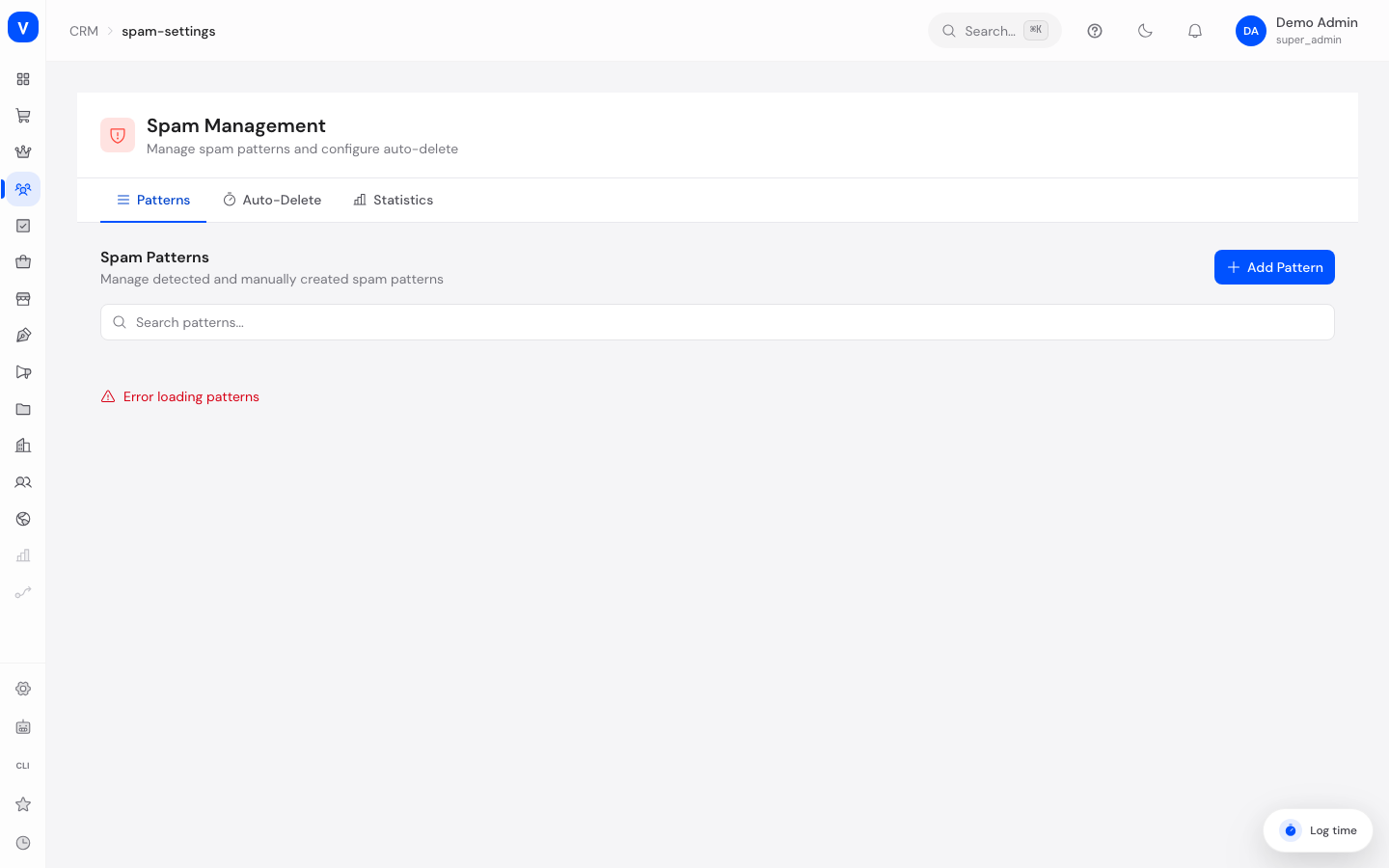 Bildschirmfoto der Seite Spam-Verwaltung