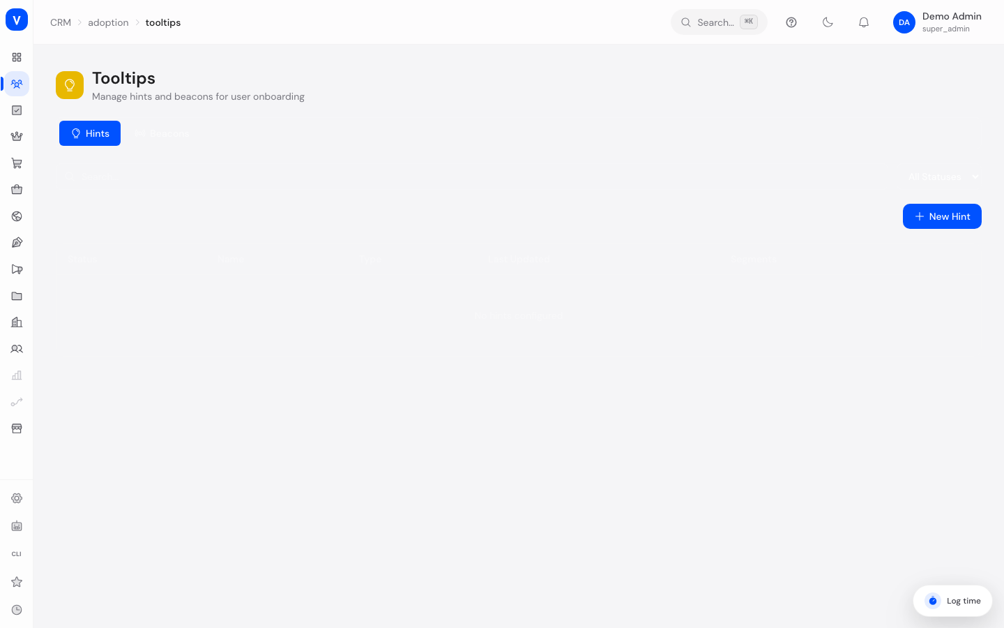 Bildschirmfoto der Seite Tooltips