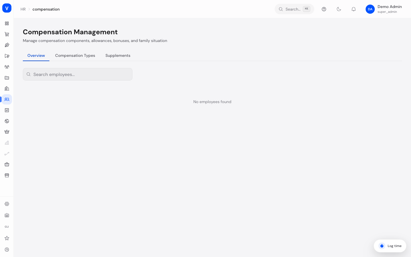 Bildschirmfoto der Seite Vergütungsmanagement