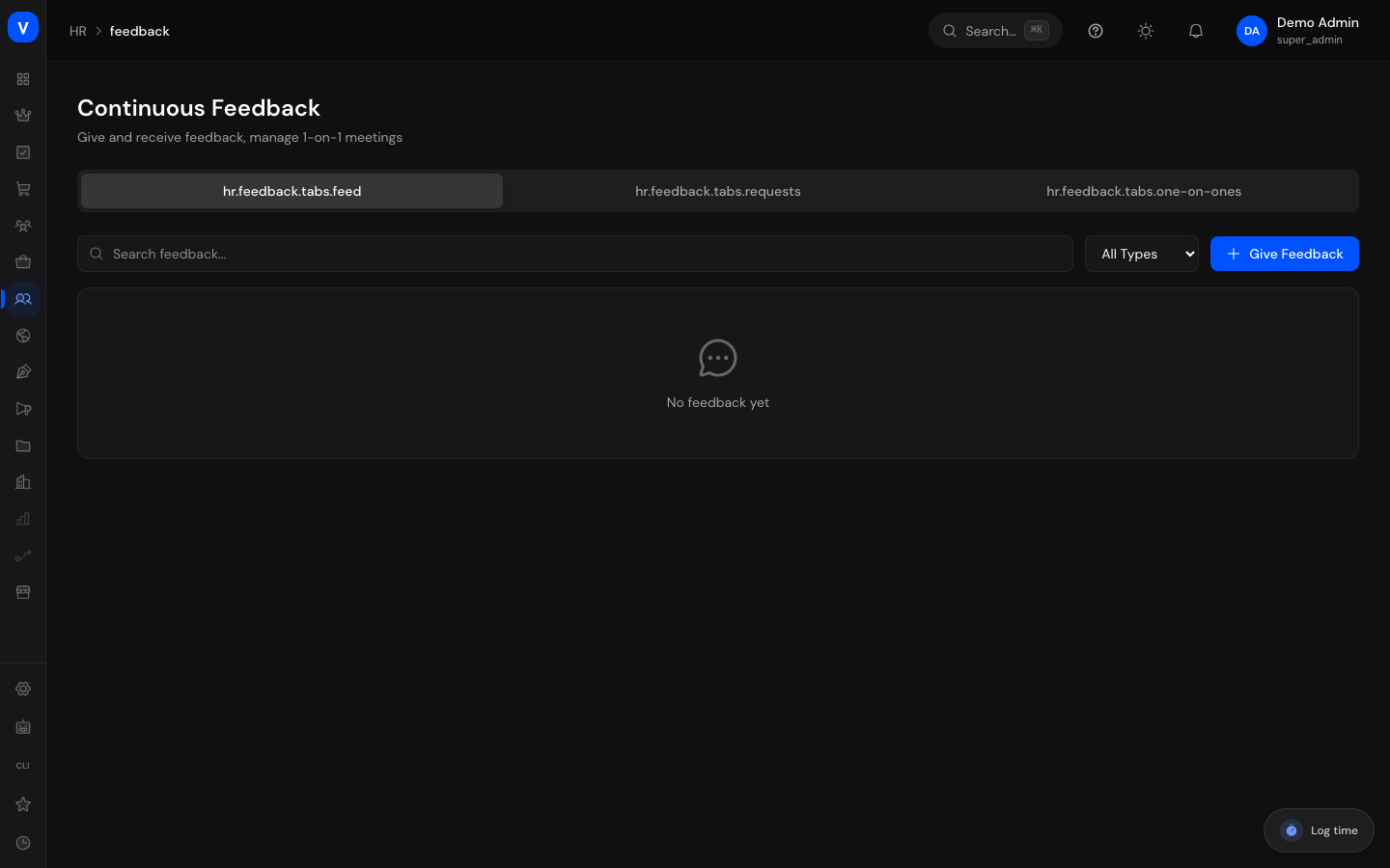 Bildschirmfoto der Seite Kontinuierliches Feedback