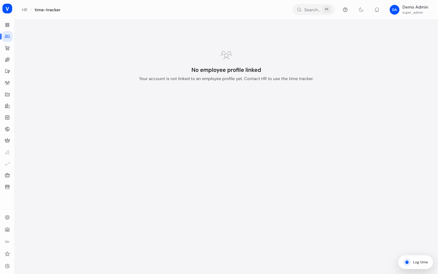 Bildschirmfoto der Seite Zeittracker