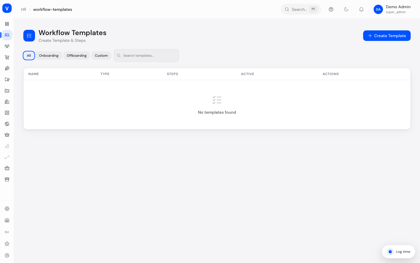 Bildschirmfoto der Seite Workflow-Vorlagen