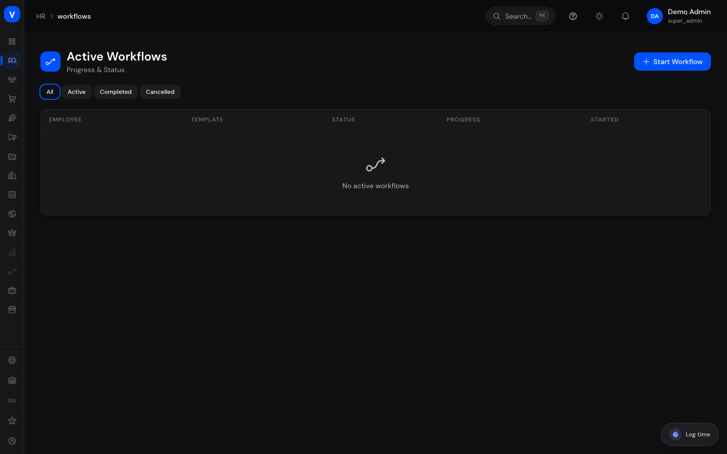 Bildschirmfoto der Seite Workflows