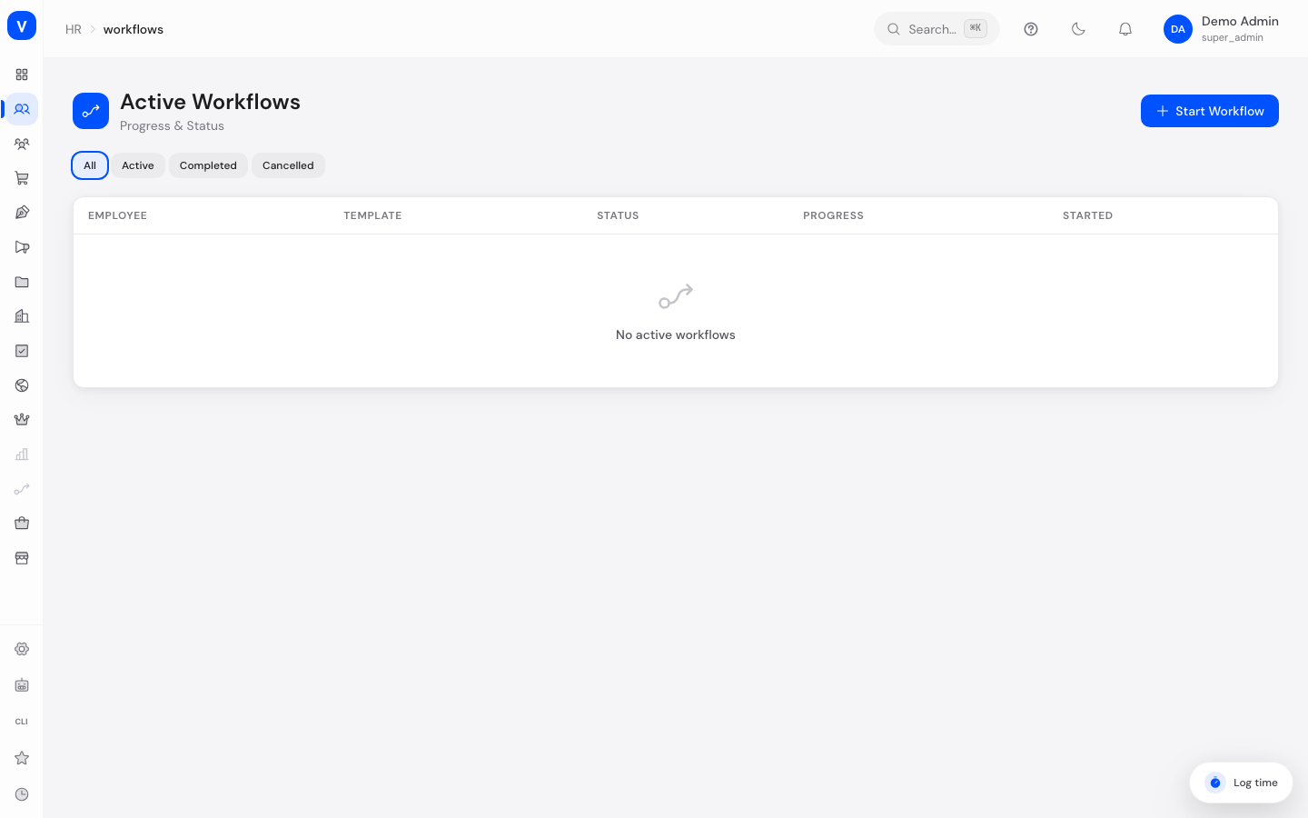 Bildschirmfoto der Seite Workflows