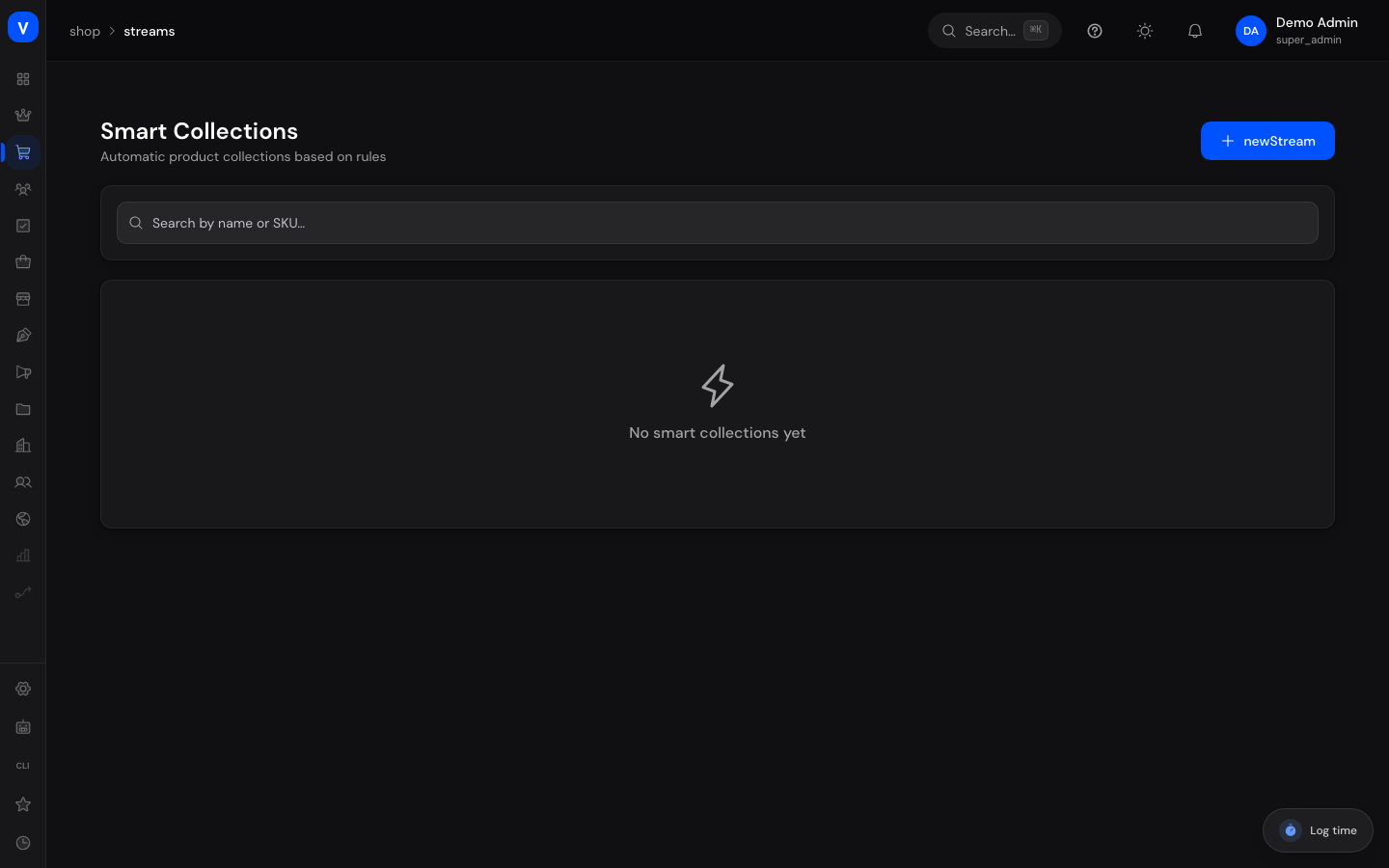 Bildschirmfoto der Seite Streams