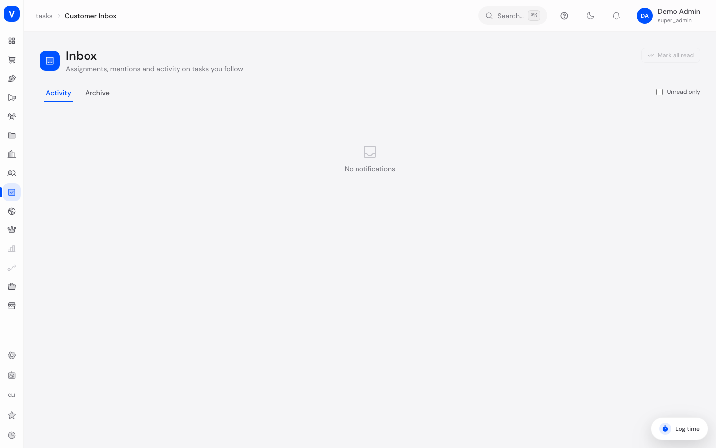 Bildschirmfoto der Seite Inbox